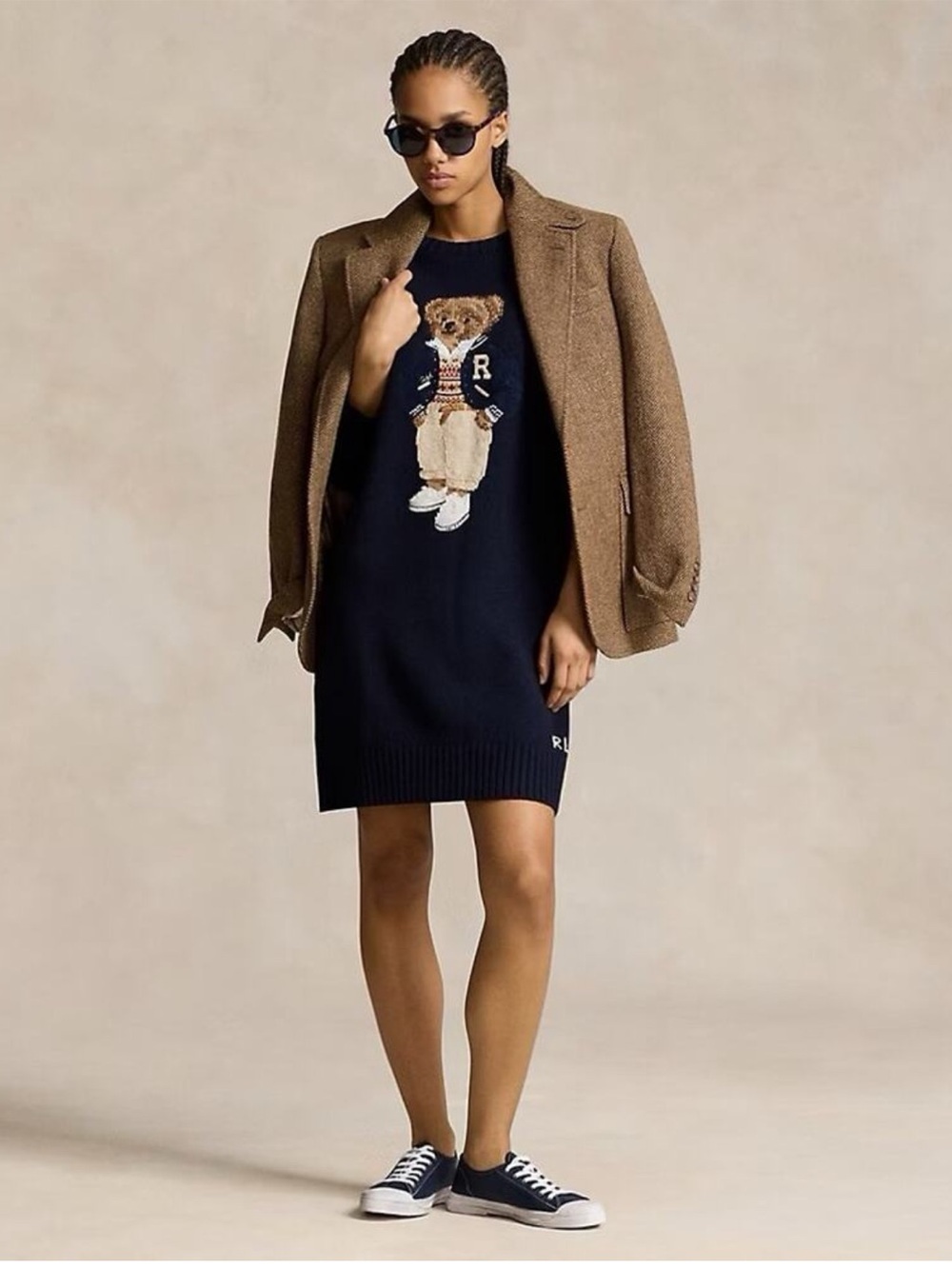 Polo Ralph Lauren Navy Bear Crewneck Sweater Dress Wool/Cashmere M NWT